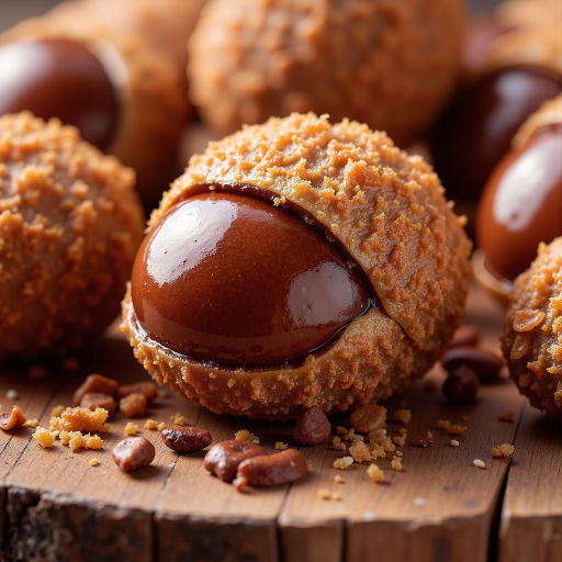 神农架野生板栗，棕色坚果，外壳带刺，背景为秋日树林